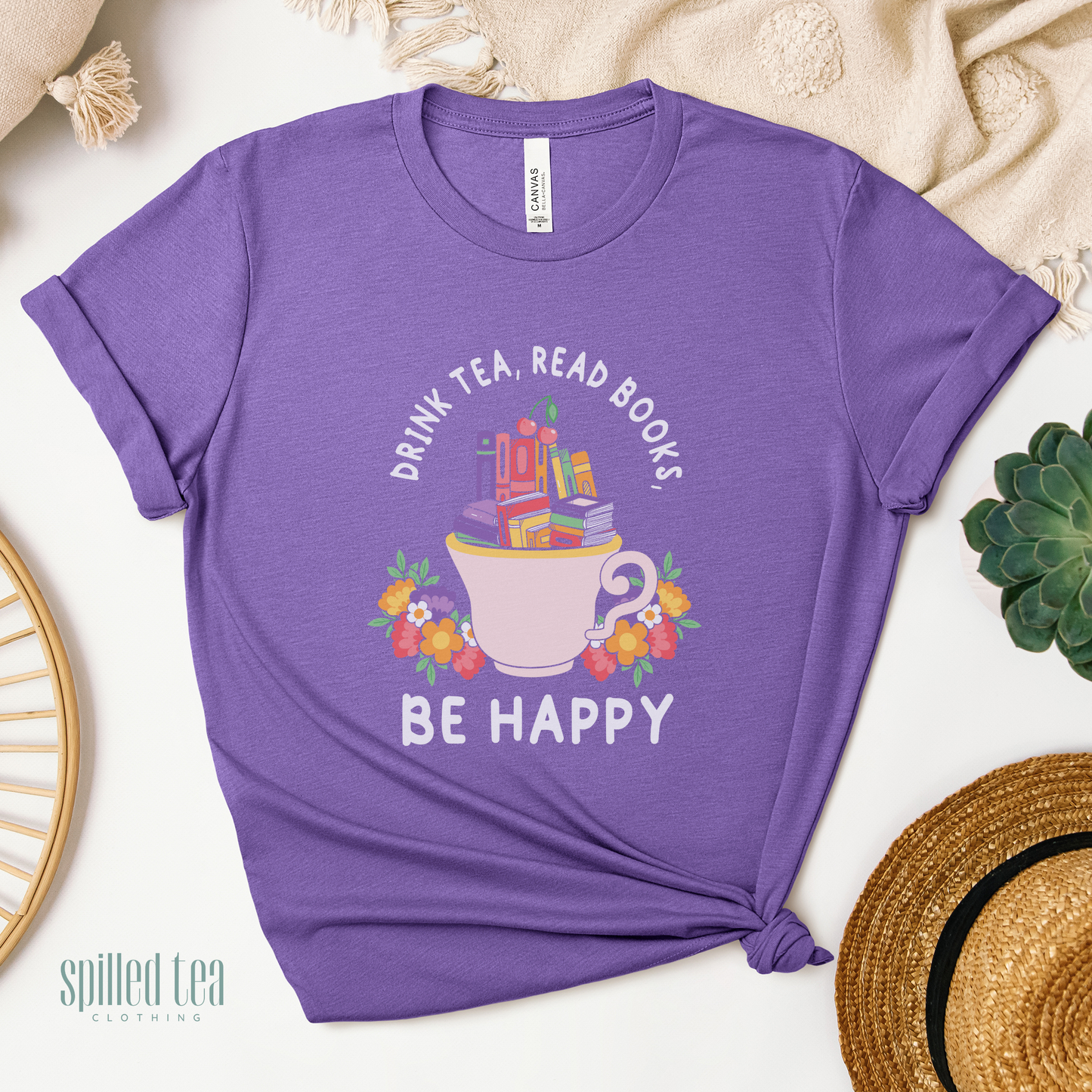 Drink Tea, Read Books, Be Happy T-Shirt